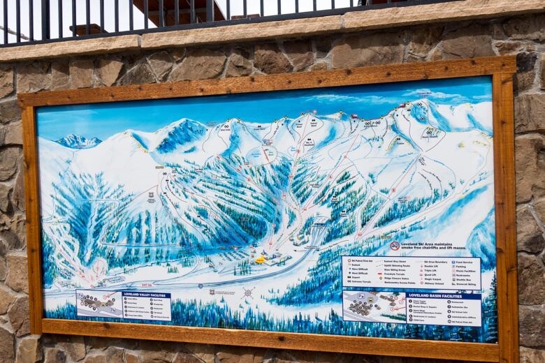 LOVELAND SKI AREAの現地トレイルマップ