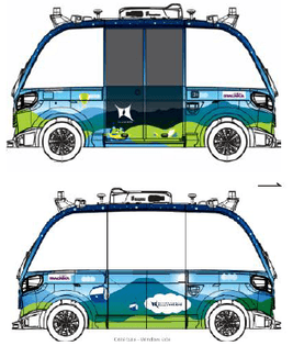 ニセコの実証で使用するEVバスの車両ラッピング