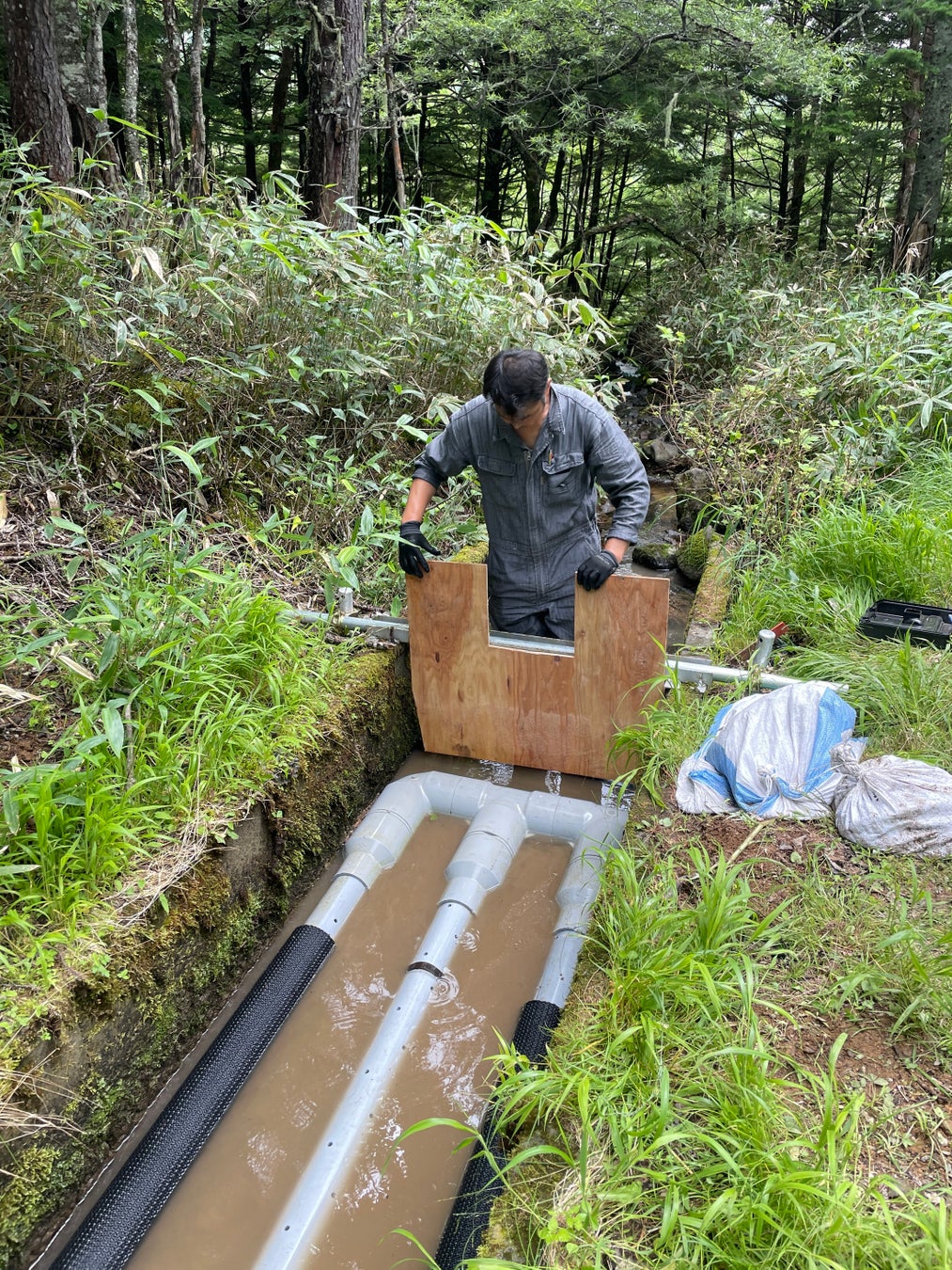 人工降雪のために行われた取水設備の改良工事